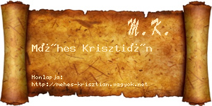 Méhes Krisztián névjegykártya